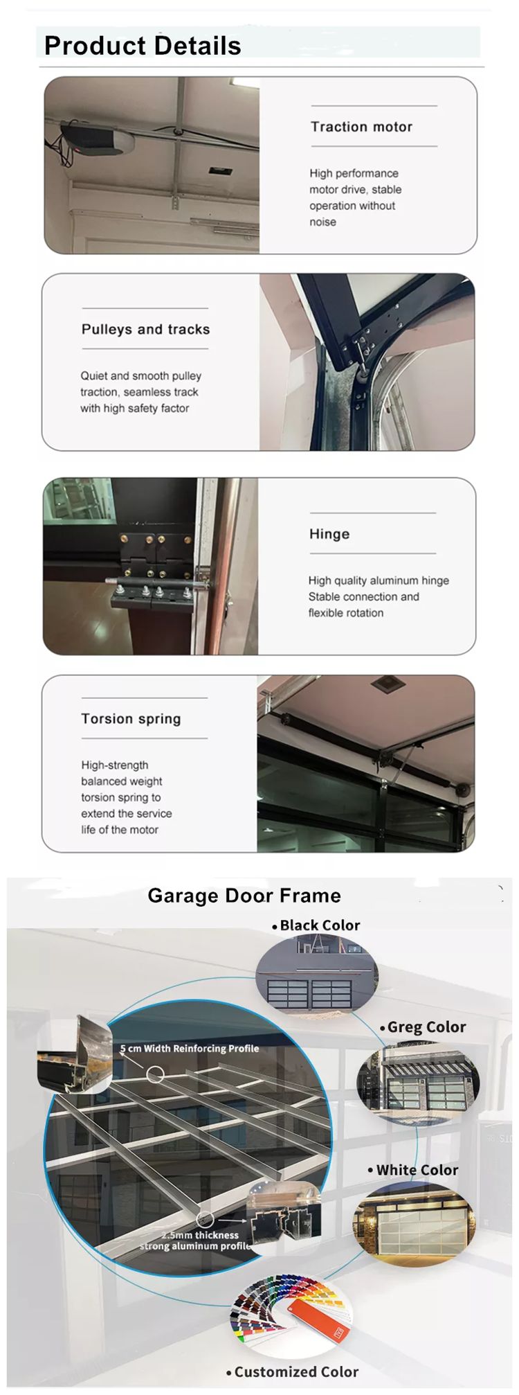Aluminum glass garage door details