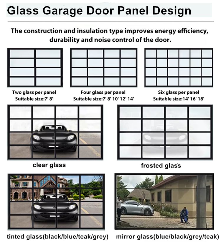 Aluminum glass garage door design